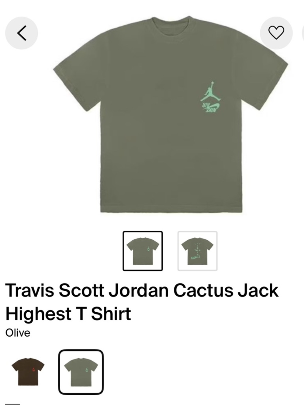 Travis Scott Olive Cactus Jack Short Sleeve Tee